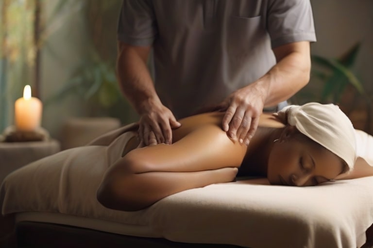 Someone getting a massage treatment at a spa (hotels in Ballymena)