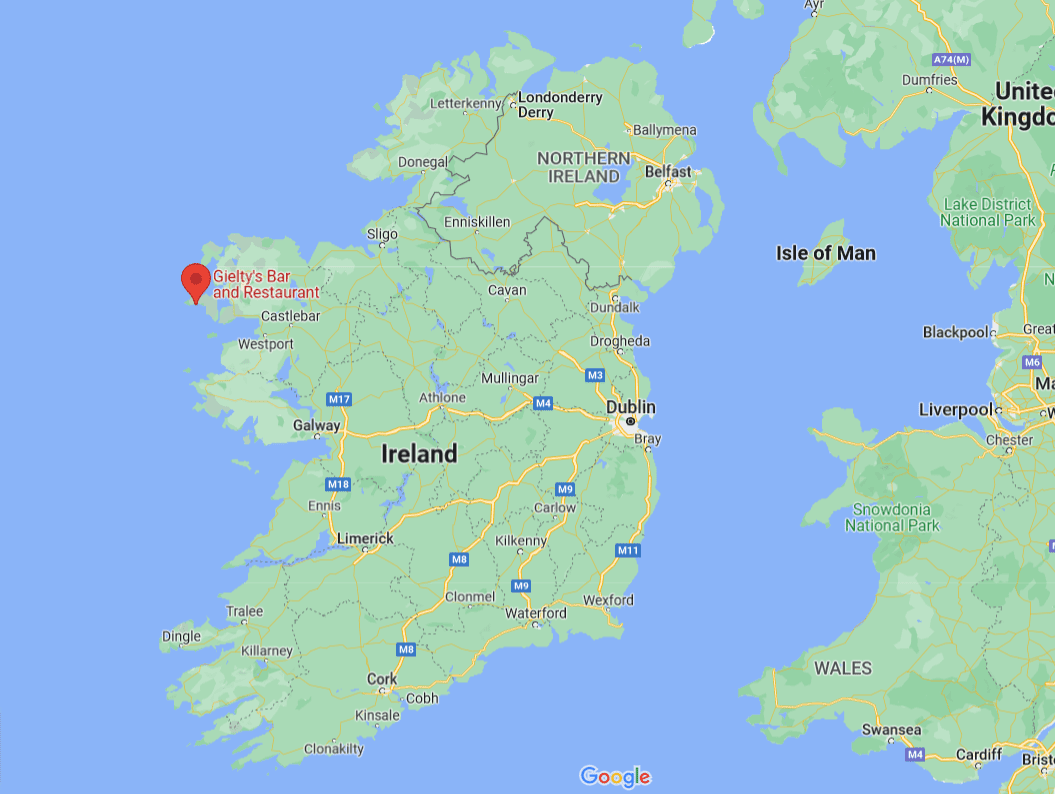 The Most Westerly Pub in Ireland - Gielty's on a map
