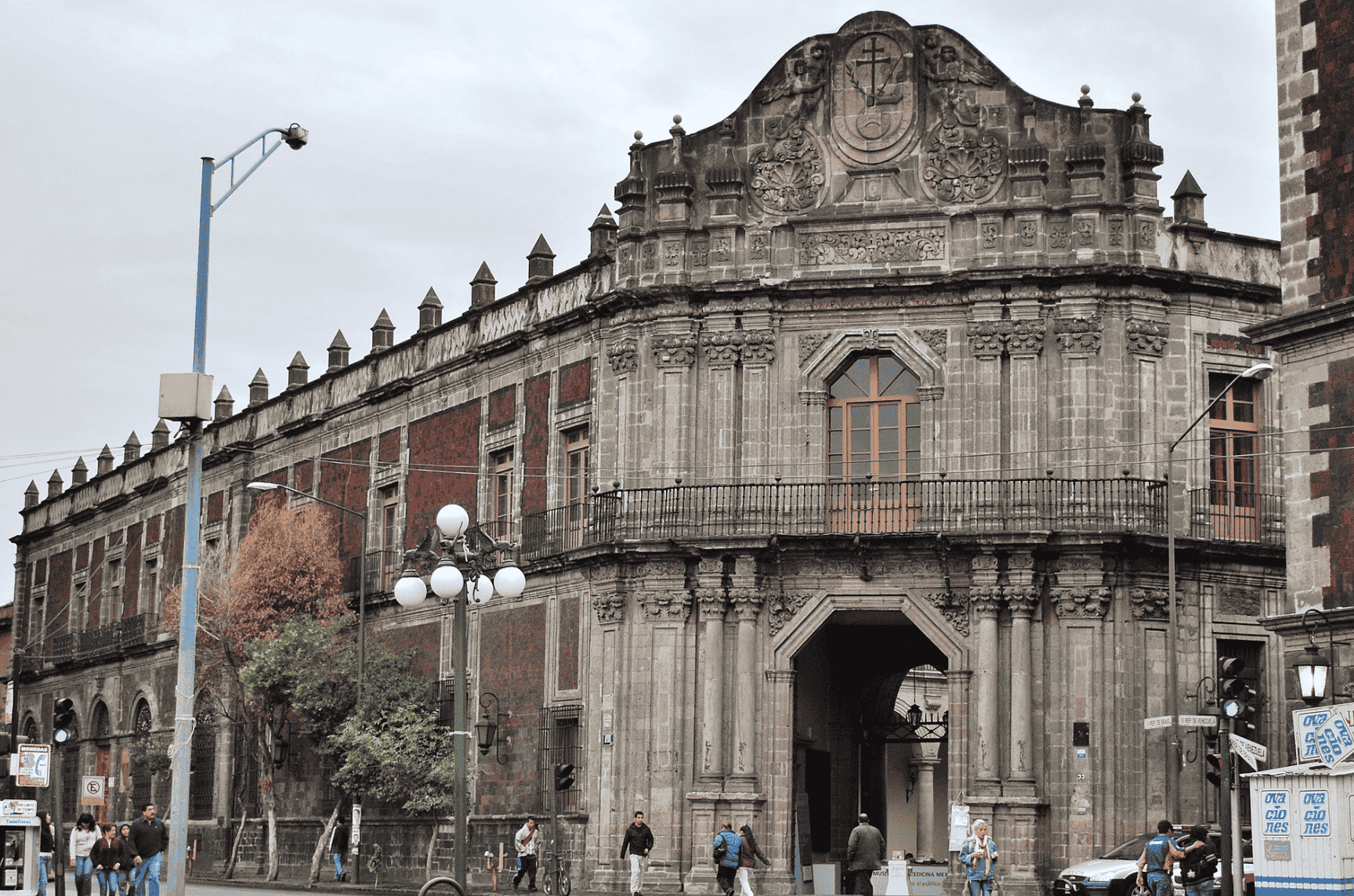 The entrance to the Palace of the Inquisition stands tall and regal in Mexio