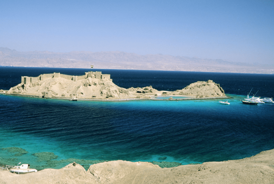 Aerial view of Pharaoh's Island in Dahab