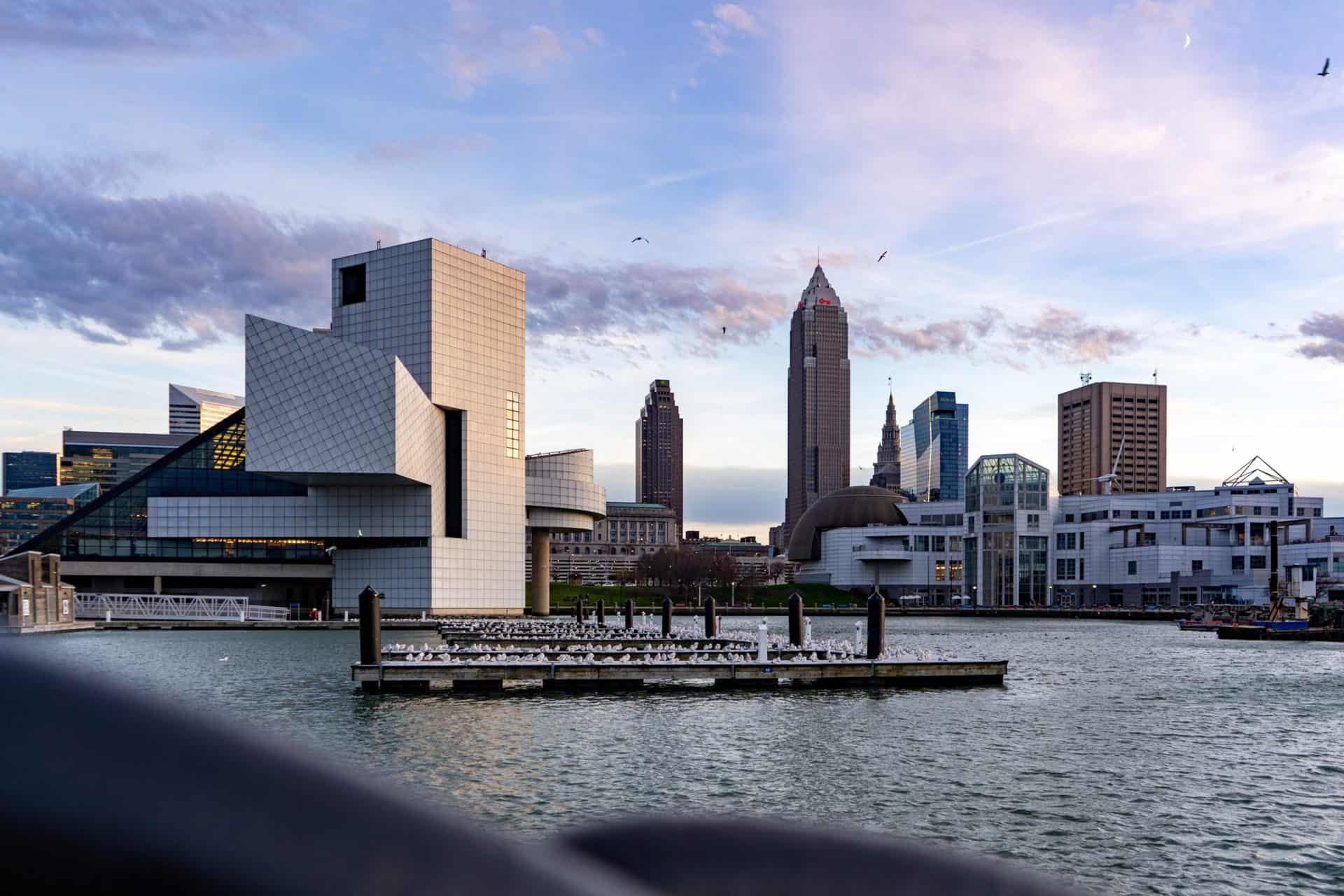 The exterior and skyline of Cleveland in America 
