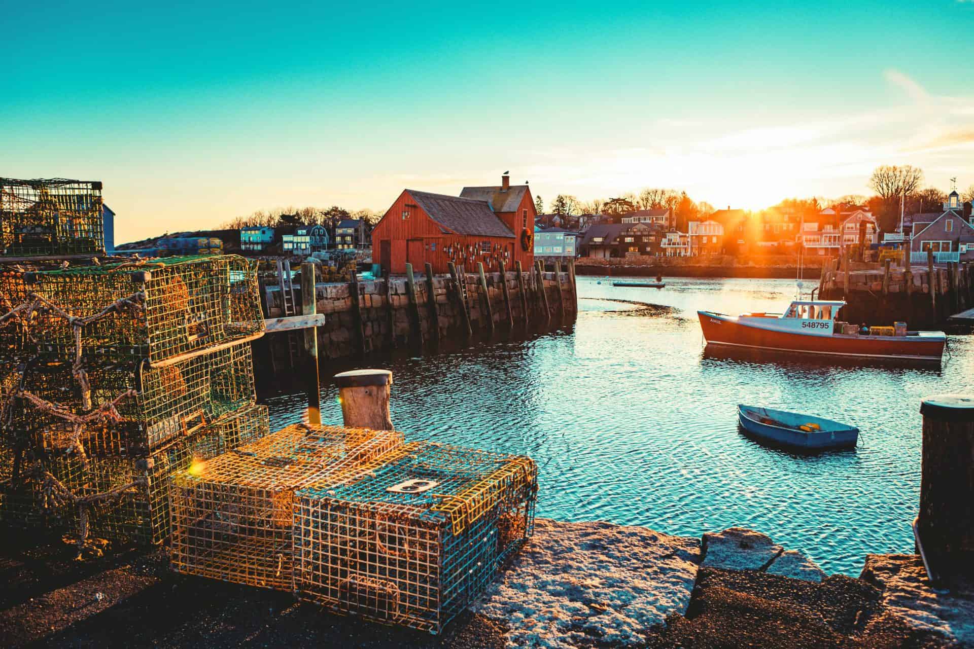 The docks of Rockport in New England