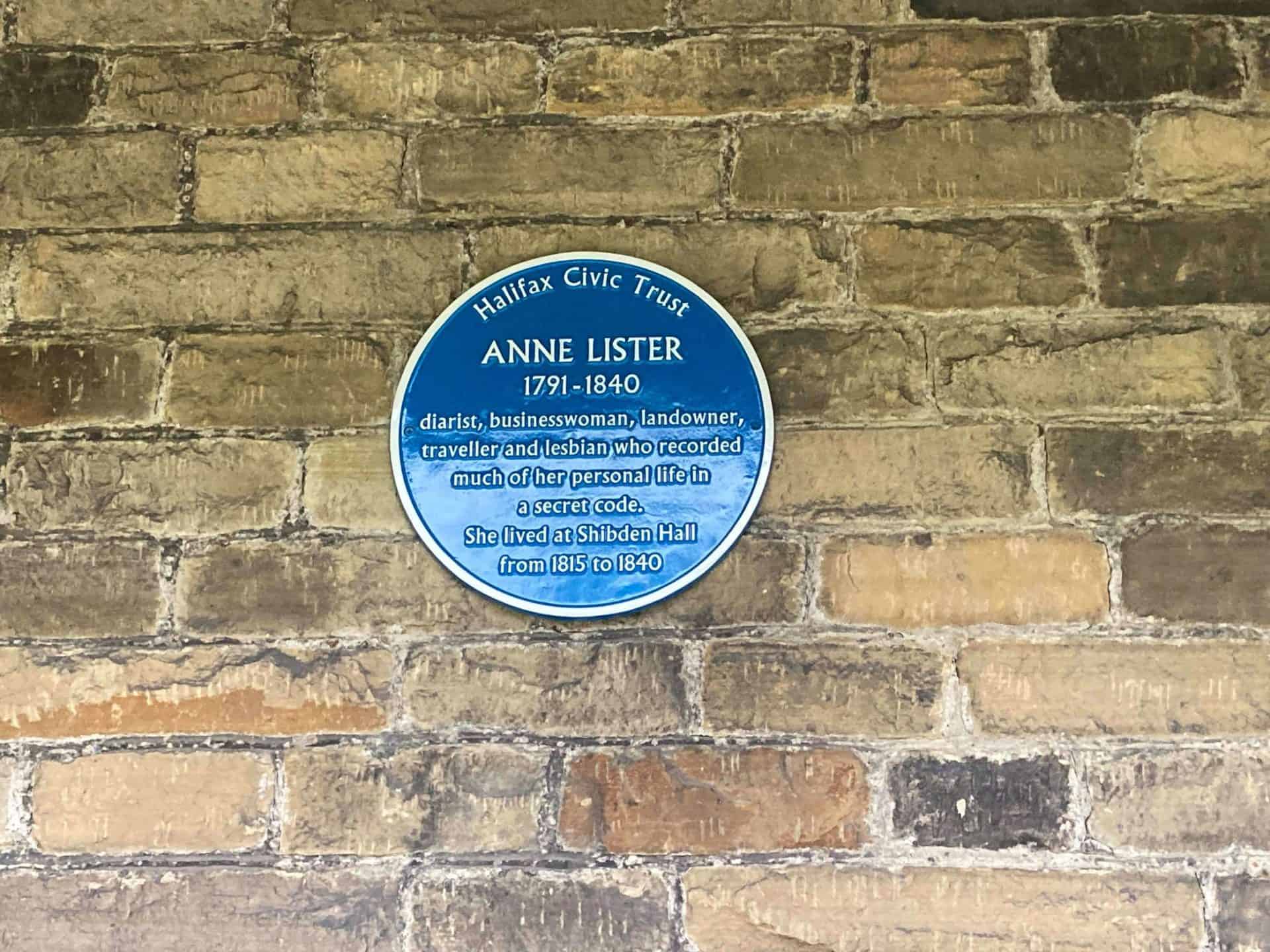 A plaque commemorating Anne Lister at Shibden Hall