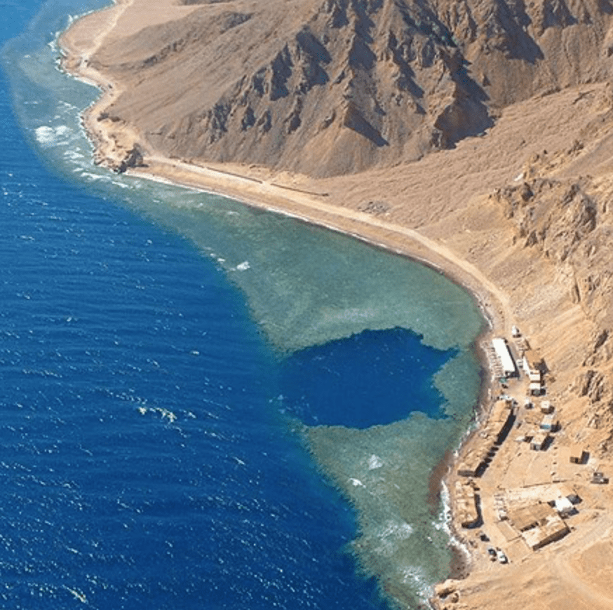 Aerial views of the blue hole in Dahab a popular diving spot
Egypt's coastal gems
