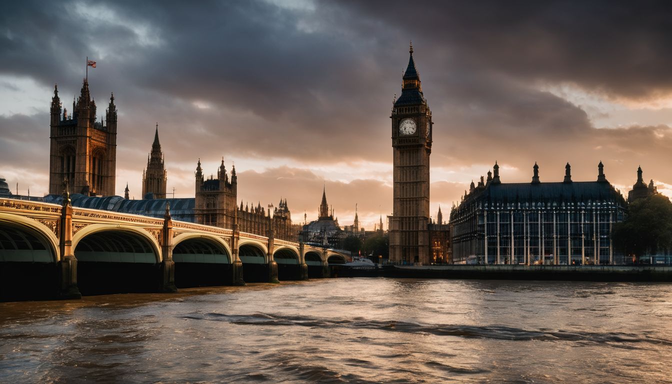 A busy and vibrant cityscape featuring Big Ben and the River Thames.