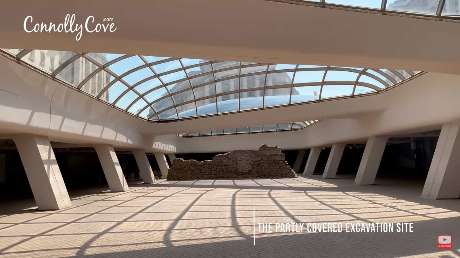 The partially covered excavation site in Serdica