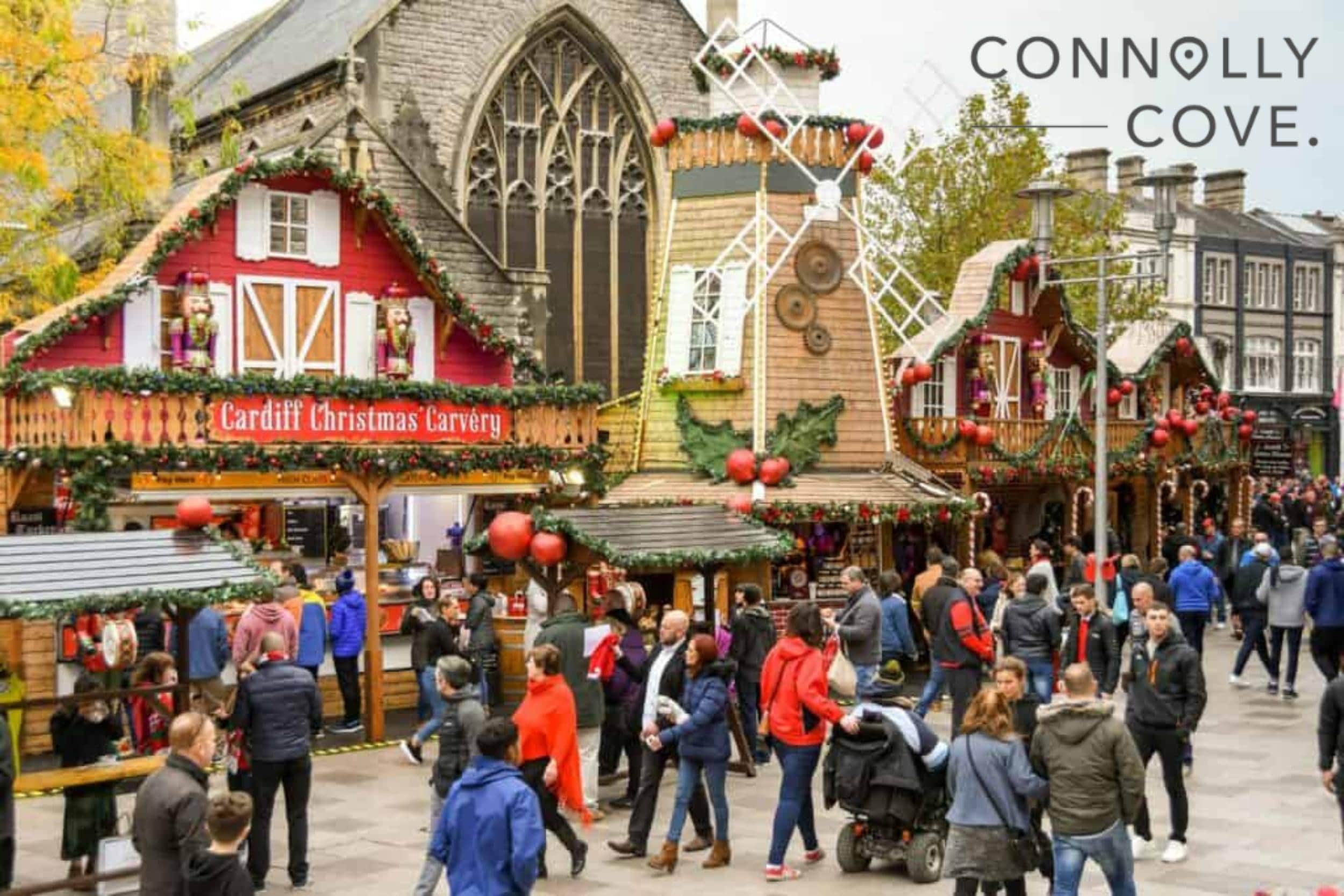 Food stalls in the Cardiff Festive Quarter set up in the city centre ahead of Christmas