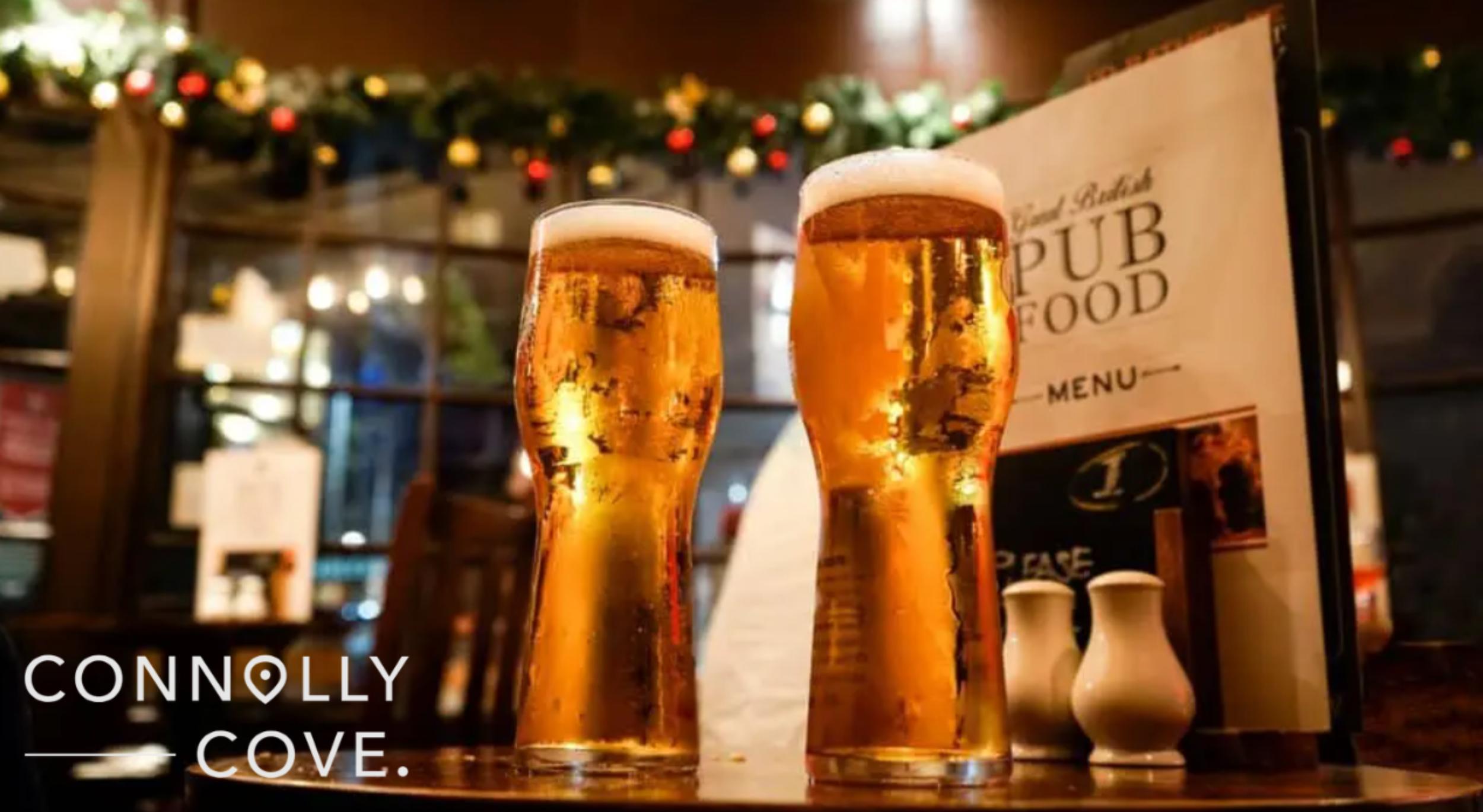 Pubs in England serve many different beers.