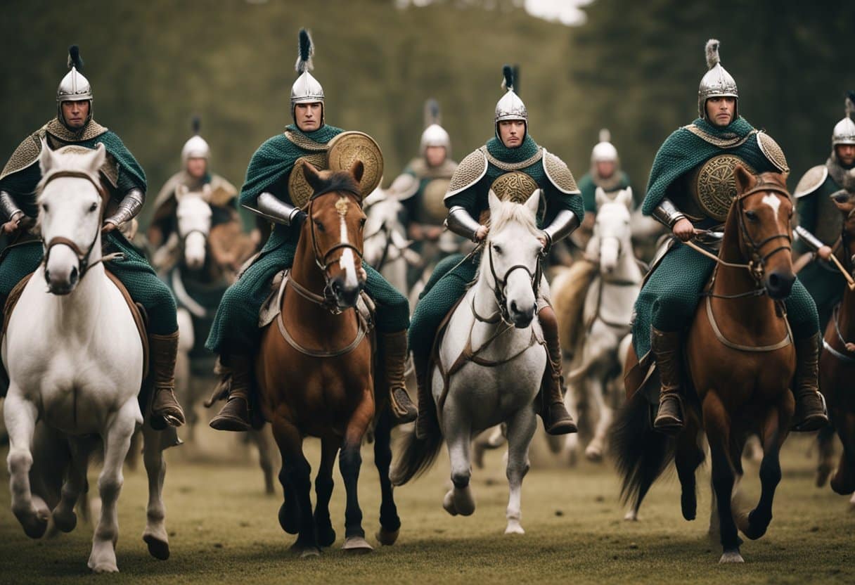 Animals in Celtic Mythology - Celtic warriors ride into battle alongside fierce animal companions, embodying the strength and bravery of their mythology