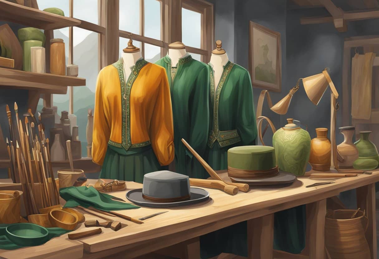 Traditional Irish crafts on display in a fashion workshop