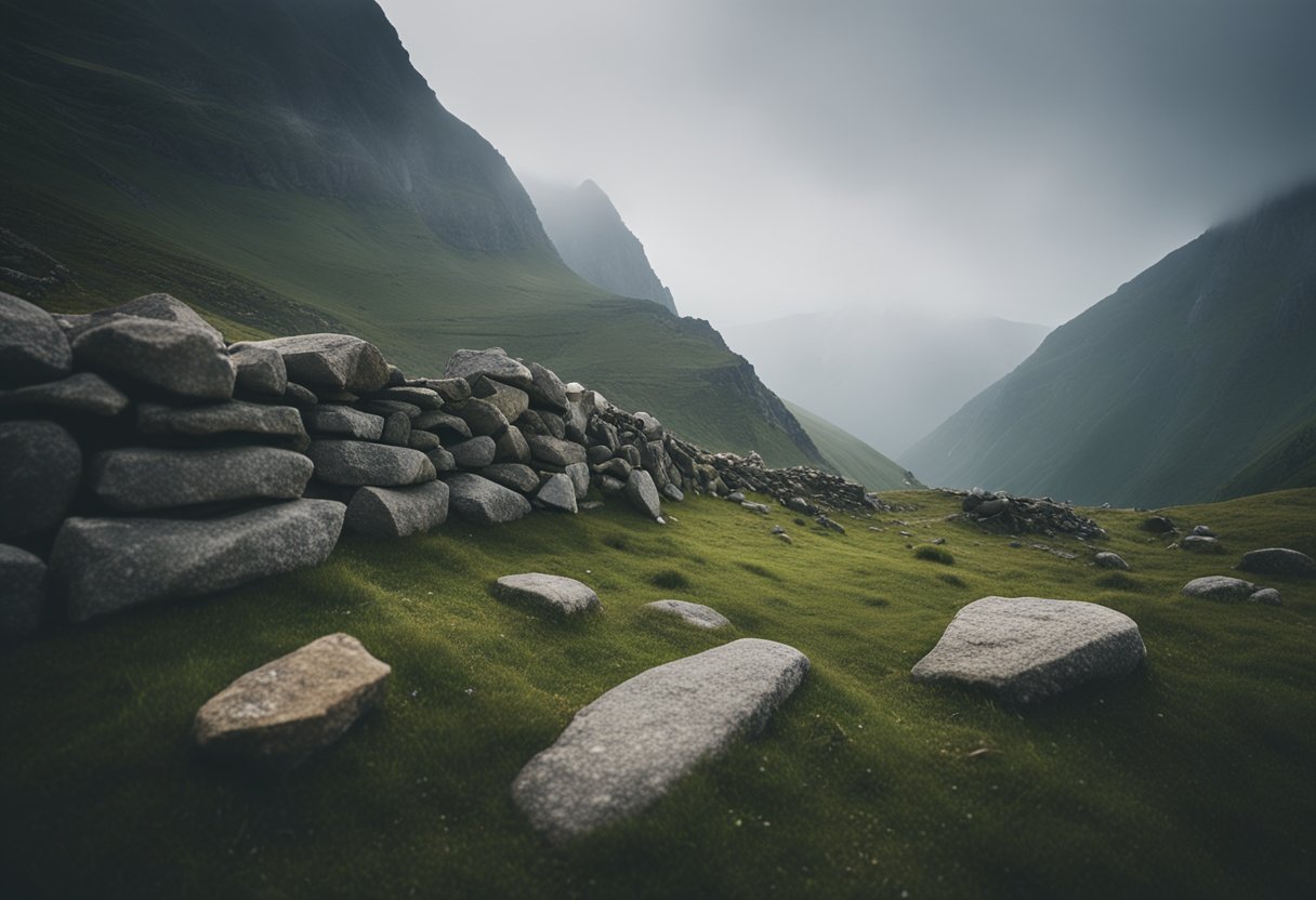 Ancient stones and misty peaks, worshipped by Celtic tribes