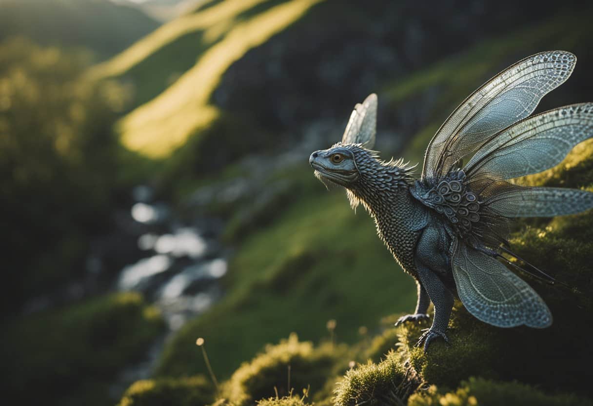 Majestic creatures roam Irish mountains, their shimmering scales and ethereal wings reflecting the ancient folklore of the land