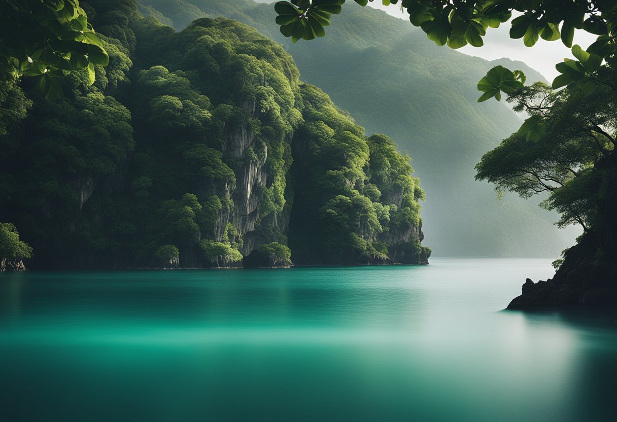 Lush, untouched islands emerge from misty waters, surrounded by exotic flora and fauna. A sense of mystery and adventure fills the air as the phantom islands beckon explorers to uncover their secrets