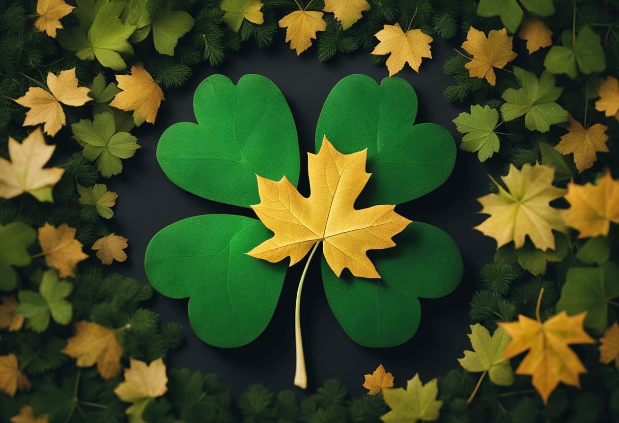 A shamrock and a maple leaf intertwined, symbolizing the cultural ties between Ireland and Canada