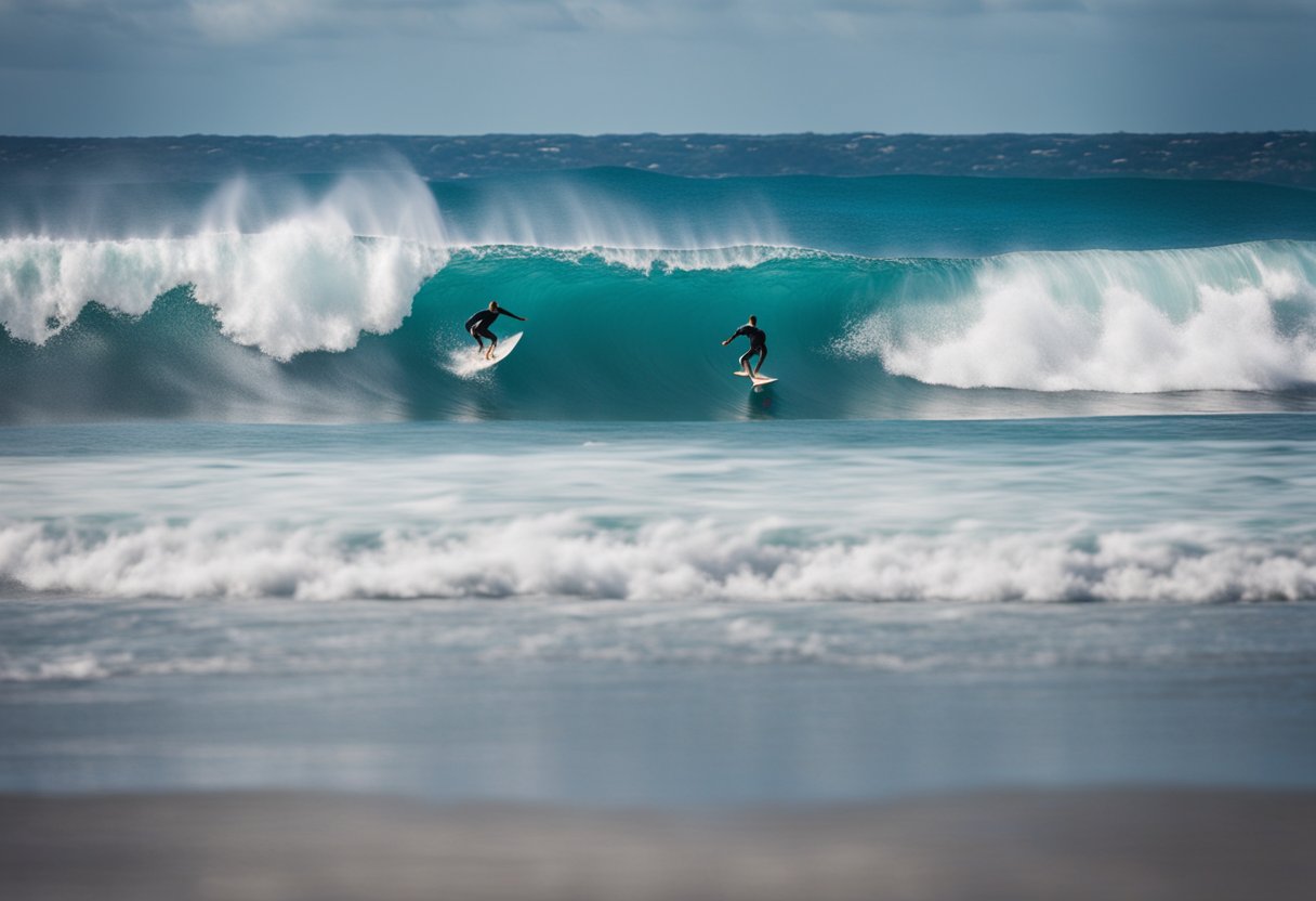 Surfers ride waves in Hawaii and Australia, embracing traditions passed down through generations. The ocean's power and beauty unite these two cultures