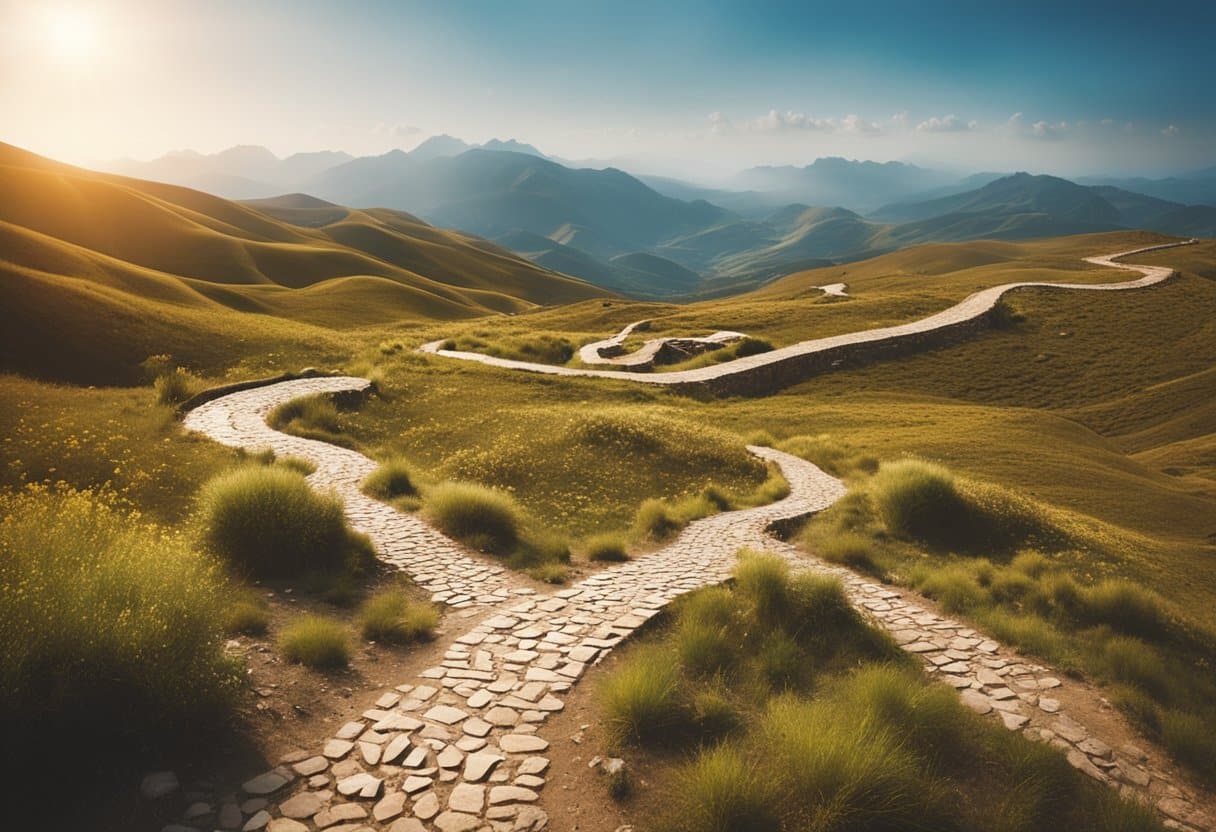 the sufi trail - A Sufi master sits cross-legged on a vibrant, patterned rug, surrounded by flickering candles and musical instruments. The room is filled with an atmosphere of tranquility and spiritual devotion