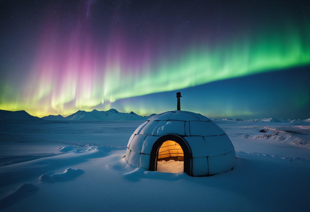 the Inuit Way - A lone Inuit hunter navigates a treacherous icy landscape, facing harsh weather conditions and dangerous wildlife, while preserving their ancient traditions and stories