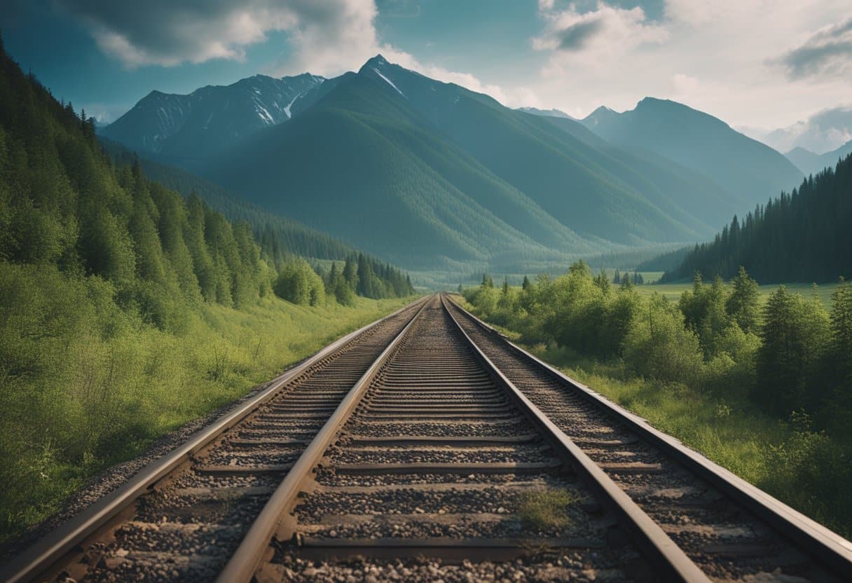 Trans-Siberian Railway - The Trans-Siberian Railway stretches across vast landscapes, connecting cities and cultures. The train tracks cut through forests, cross rivers, and pass by mountains, symbolizing the economic significance of this transcontinental route