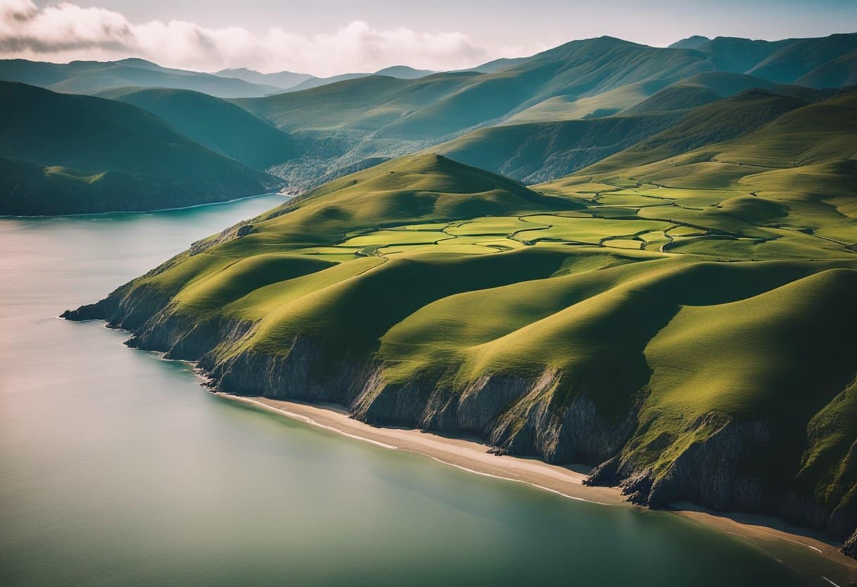 Connemara’s Landscape: Rolling green hills meet the rugged coastline, framed by majestic mountains and the vast expanse of the sea. The landscape is a harmonious blend of natural beauty and tranquility