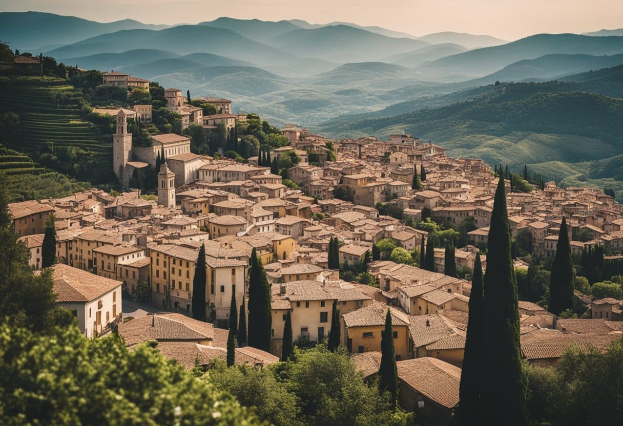 The Italian Renaissance - A bustling Italian city with architectural marvels and bustling marketplaces, surrounded by lush countryside and rolling hills
