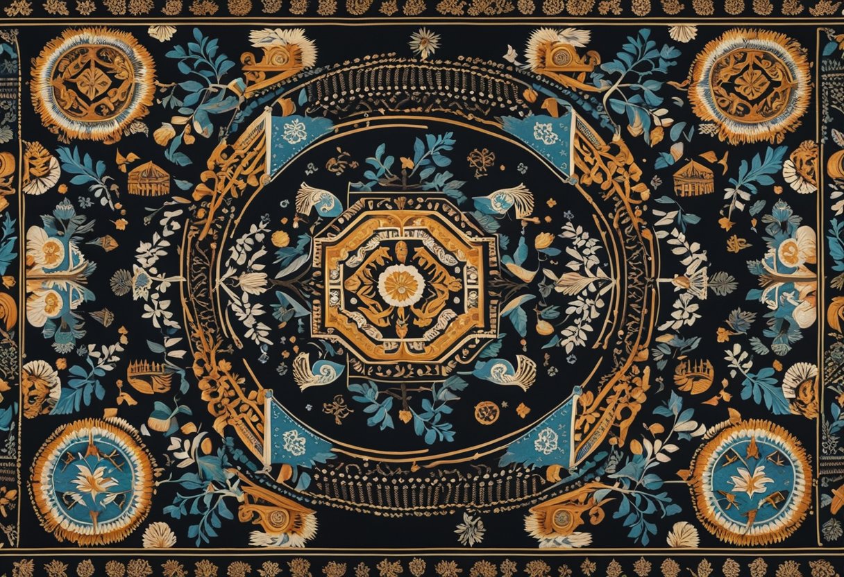 A colorful tapestry of Baltic traditions and resistance, weaving together symbols of heritage and resilience