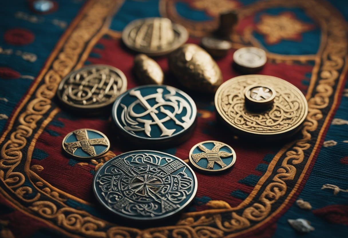 Ancient Irish symbols intertwine with historical artifacts, bridging the gap between mythology and history in a vibrant tapestry of lesser-known myths
