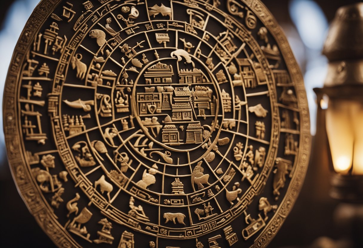 Various cultures' storytelling methods depicted through ancient symbols and artifacts