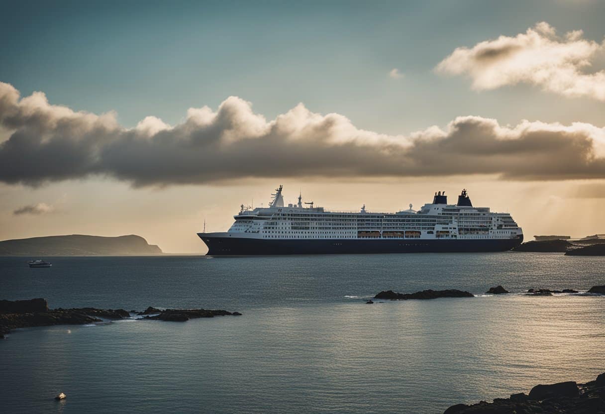 Irish Emigration - A ship sailing away from an Irish port, with families waving goodbye and a sense of hope and uncertainty in the air