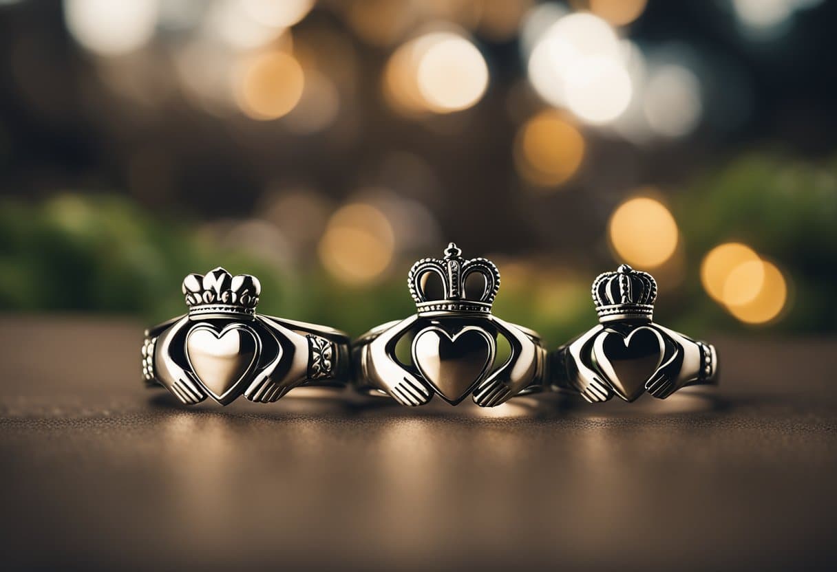 A group of historical figures proudly displaying their Claddagh rings, symbolizing love, loyalty, and friendship