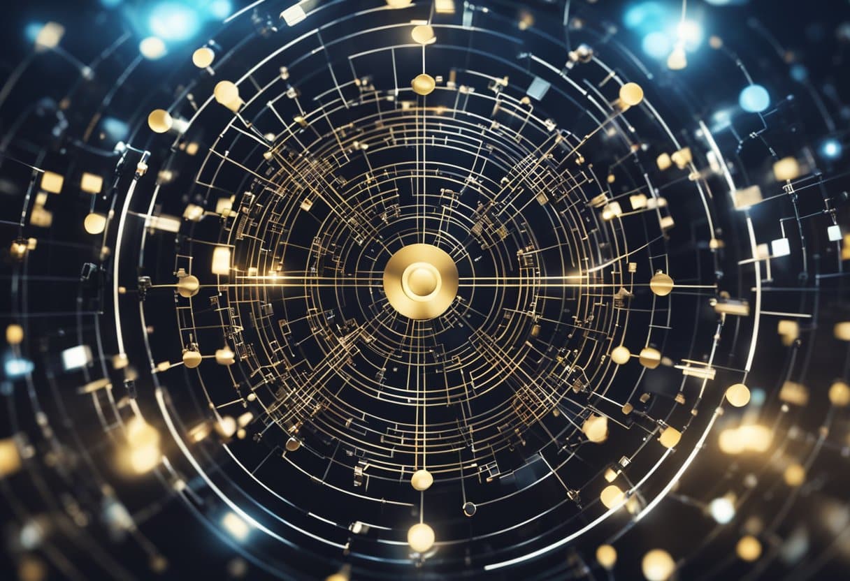 A diverse group of technology and cultural symbols intertwine, creating a dynamic and interconnected network