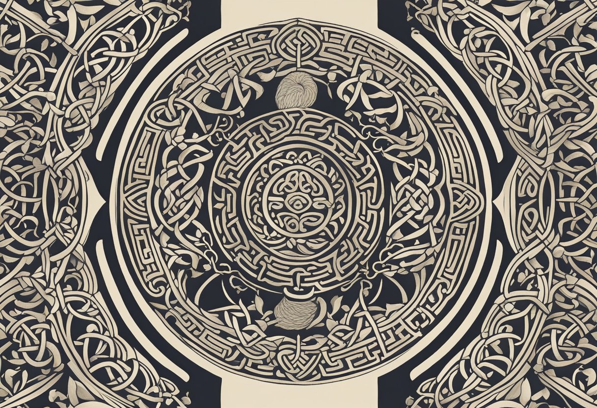 Ancient Celtic symbols intertwine with foreign motifs, reflecting cross-cultural exchanges in intricate art forms