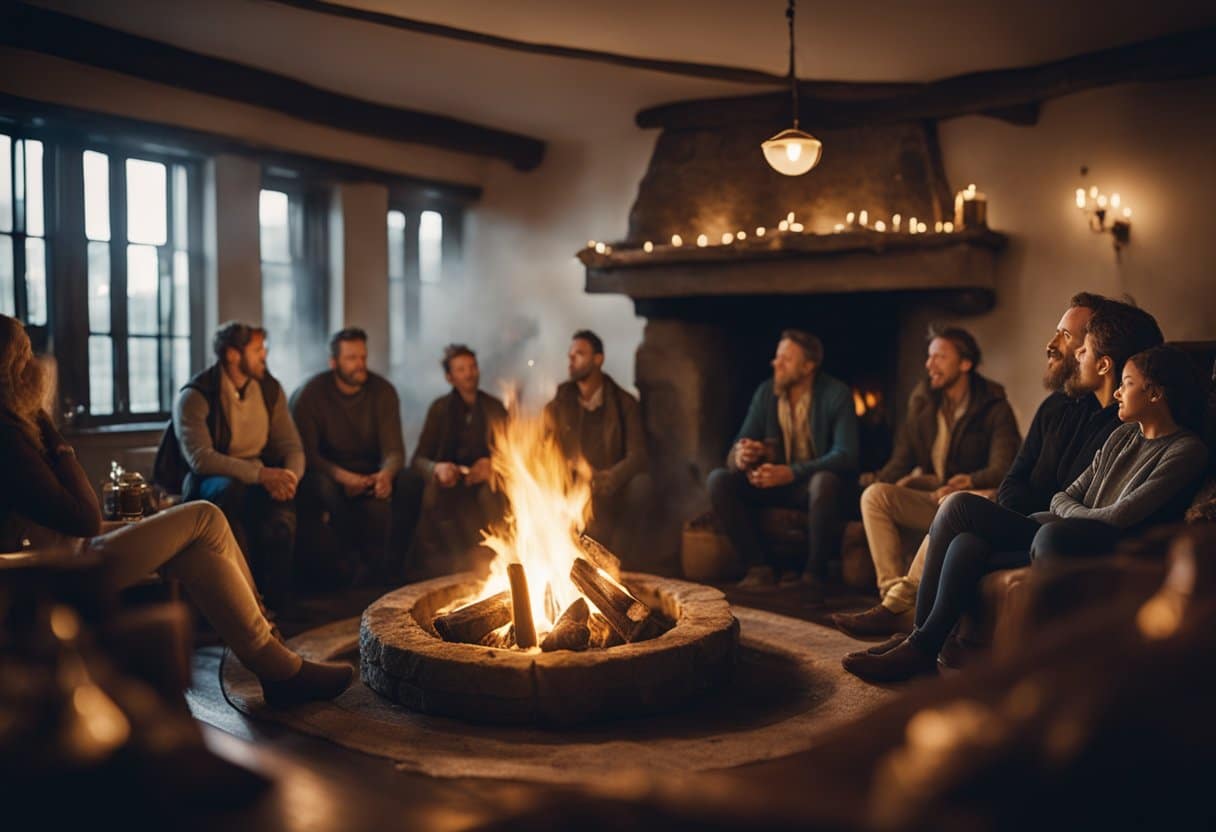 A roaring fire illuminates a circle of eager listeners, as a seanchaí weaves tales of ancient Ireland with passion and skill