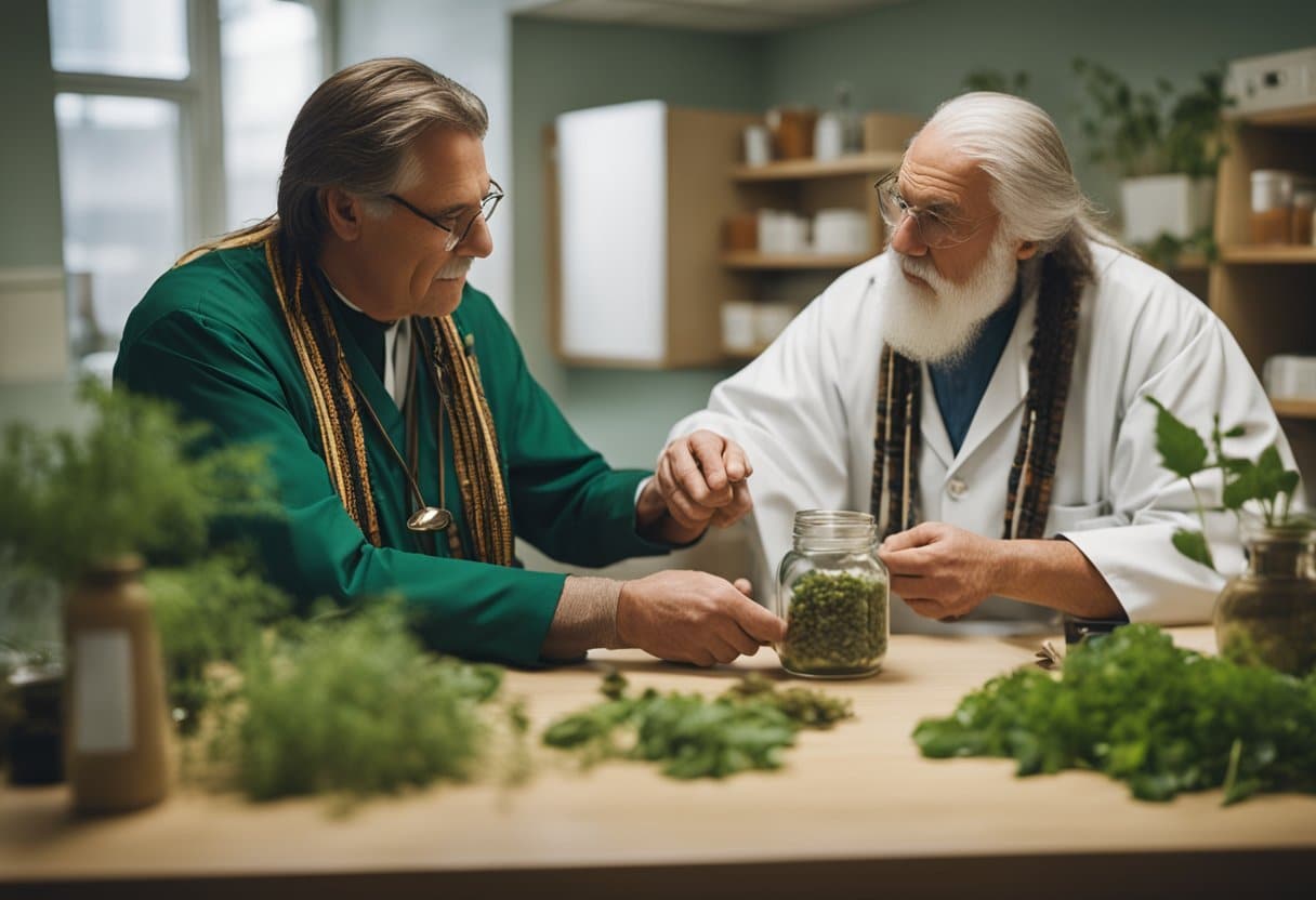 Healing Customs: An Irish doctor and a Native American healer exchange knowledge and herbs in a modern medical clinic