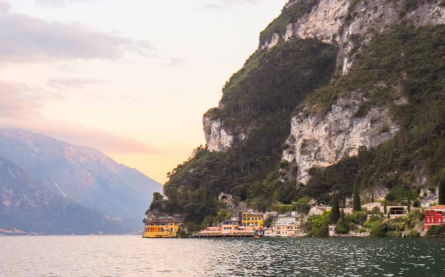 a shot of lake garda and its terrain.