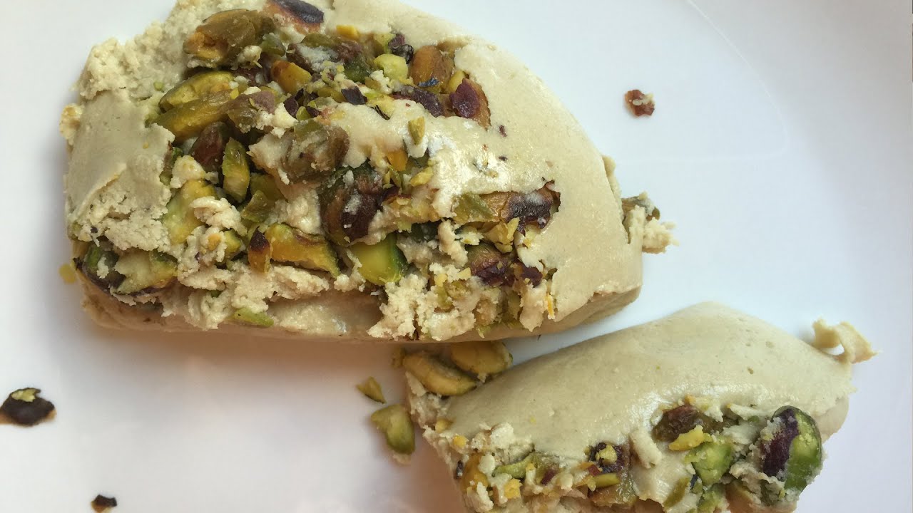 Tahini-based halva with pistachios