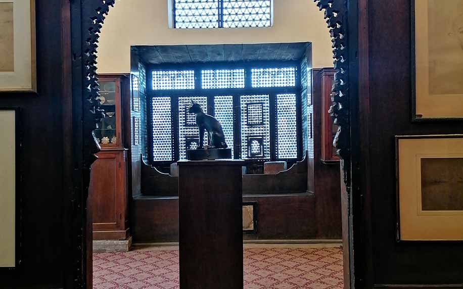 statue of a cat on display in the gayer anderson museum