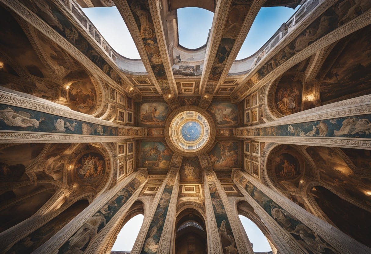 The Roman Empire’s Legacy: Discover Captivating Cultural Influence in Europe - A mosaic of Roman architecture, art, and symbols spanning across Europe, connecting cultures and leaving a lasting legacy