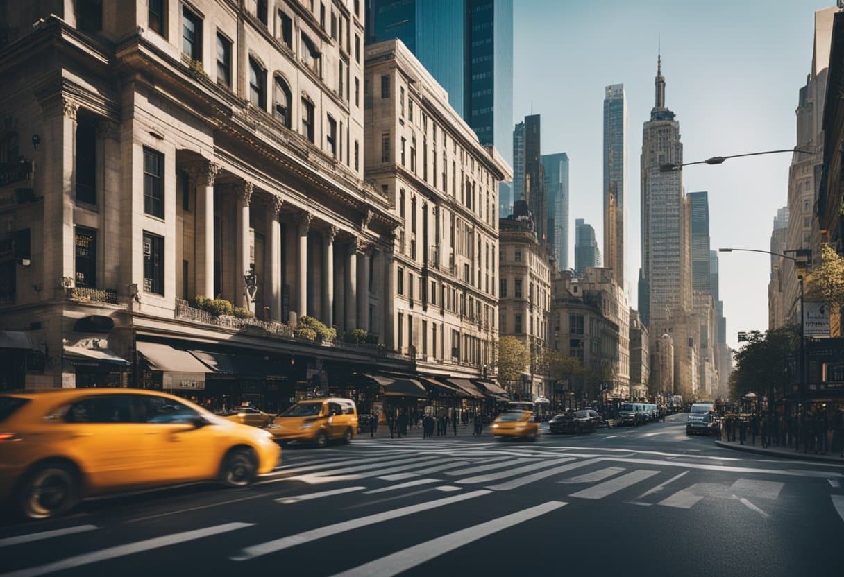 Cinematic Cities - A bustling cityscape with iconic landmarks and bustling streets, capturing the essence of urban cinematic experiences