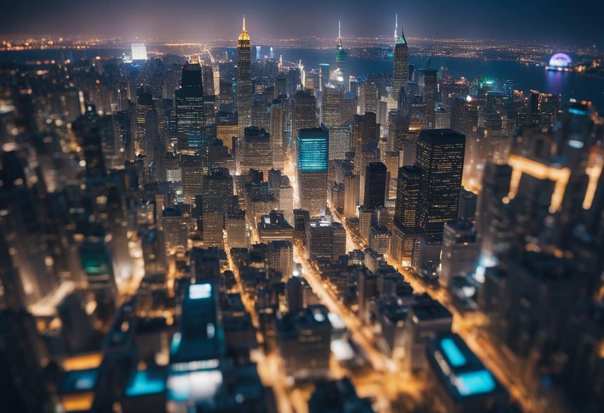 Cinematic Cities: Unveiling the Real-Life Backdrops of Iconic Beloved Movies - A bustling city skyline with iconic landmarks, bustling streets, and vibrant colors, evoking the energy and excitement of famous film settings