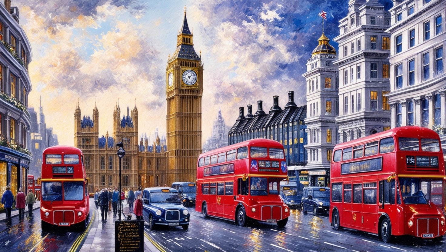 Default Firsttime travelers to London are greeted by a bustlin 1 min