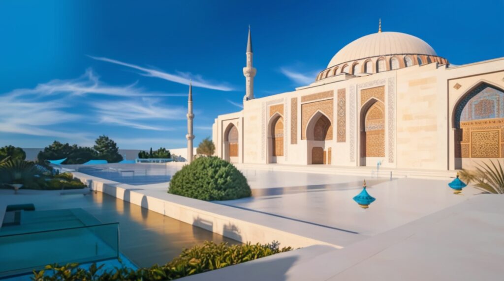 Leonardo Phoenix A majestic sunlit Ottomanstyle mosque with a 0