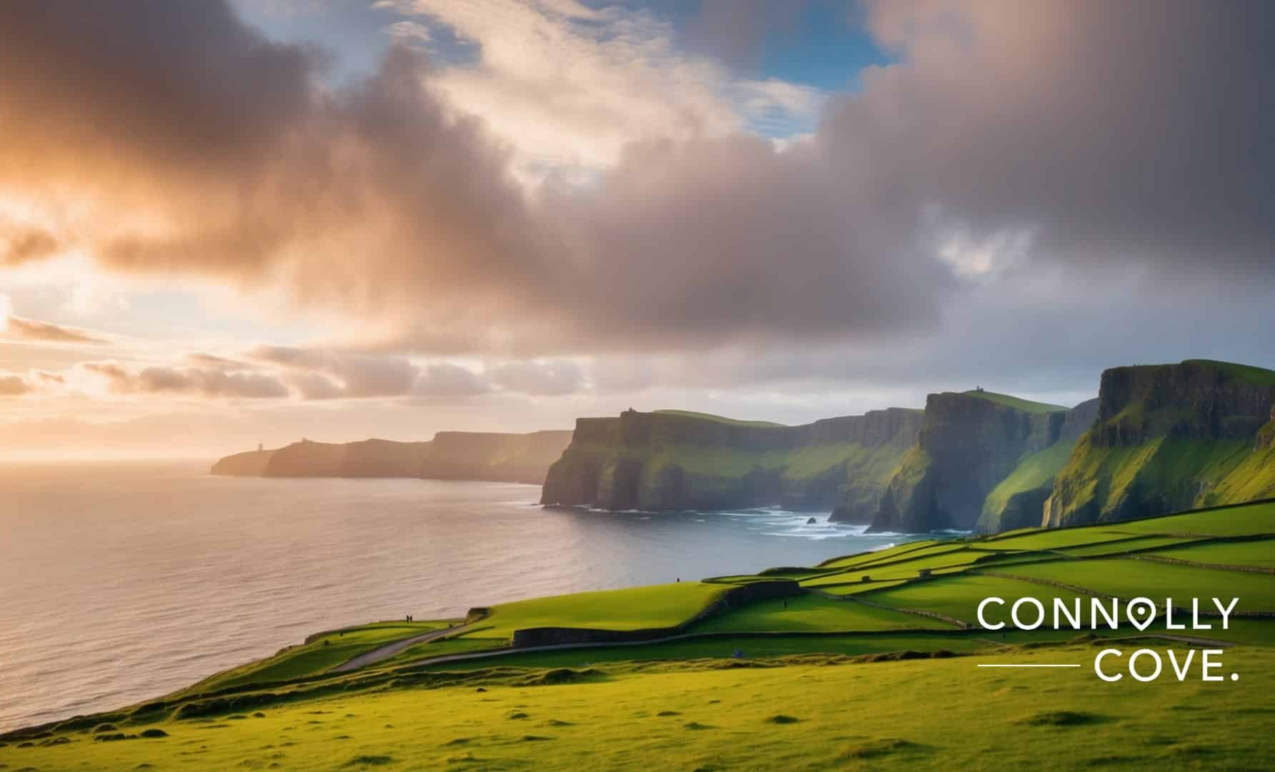 "Collage of famous Irish landscapes and film sets from the 20 best movies filmed in Ireland, as featured in a 2025 film lover's travel guide."