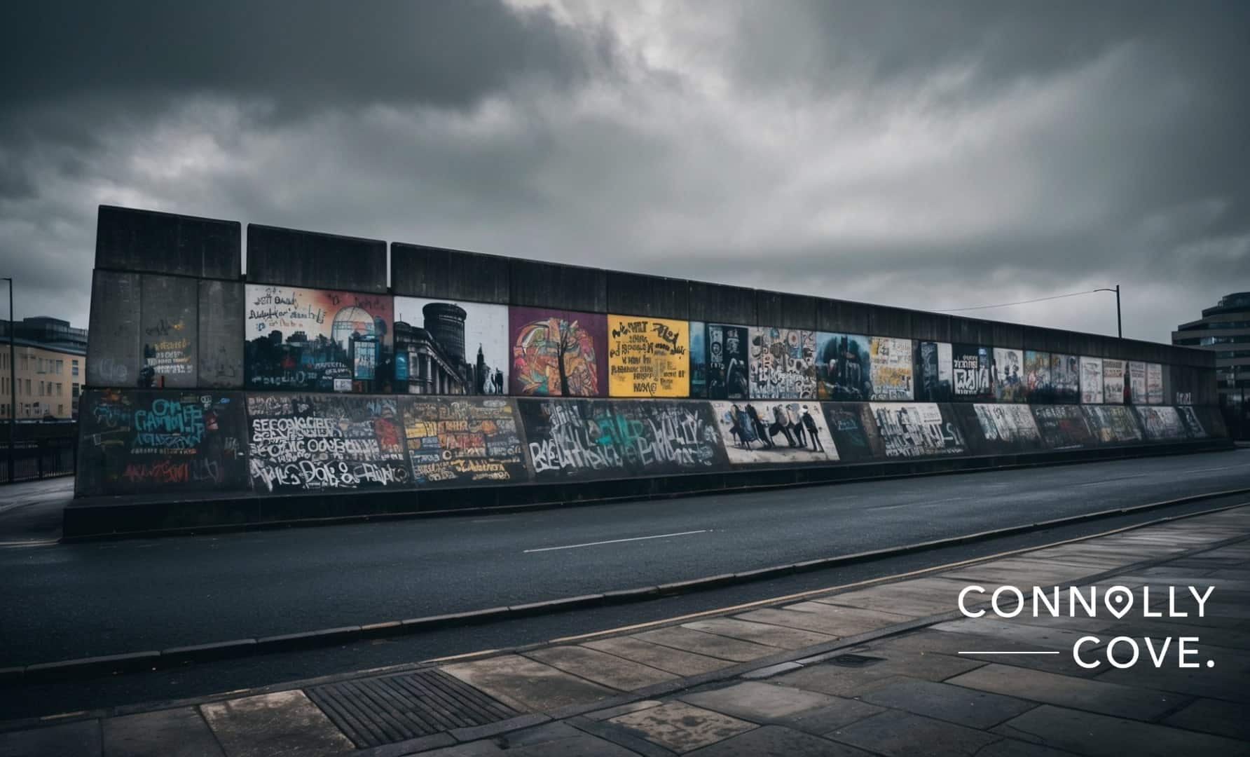 "Colorful murals on Belfast's Peace Walls, showcasing historical and cultural narratives in a visitor's guide to the city."- Tour of the Peace Walls Belfast