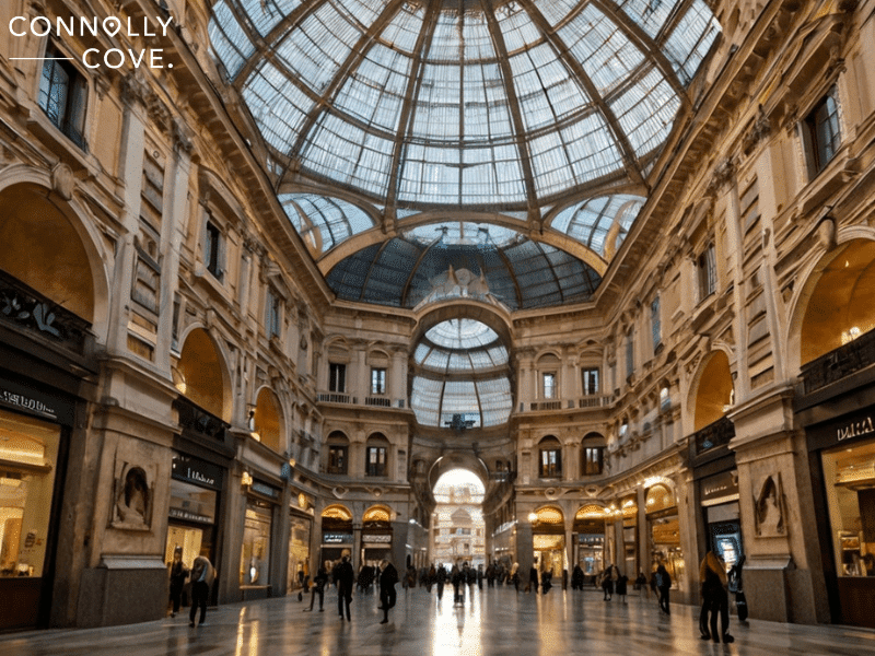 la galleria vittorio emanuele ii

Interior view of La Galleria Vittorio Emanuele II in Milan, showcasing its stunning glass dome ceiling, ornate architecture, and crowds strolling through the iconic shopping arcade.